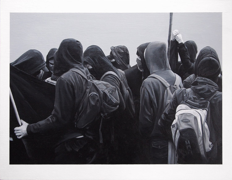 Black Bloc, oil on panel, 2012